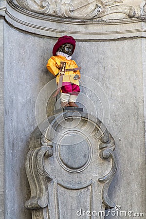 Manneken Pis Statue in Brussel Stock Photo