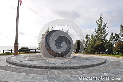 Bronze Globe of Tanjung Simpang Mengayau, Sabah, Malaysia Stock Photo