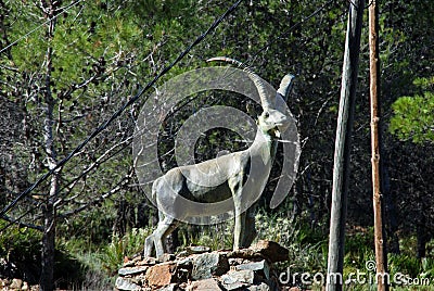 Bronze goat statue, Tolox, Spain. Stock Photo