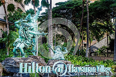 Bronze Hawaiian Dancers Editorial Stock Photo