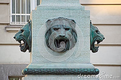 Bronze heads of lions, in Vienna, Austria Editorial Stock Photo