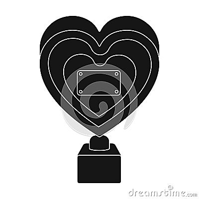 Bronze heart in the form of awards.The audience award for best film. Movie awards single icon in black style vector Vector Illustration