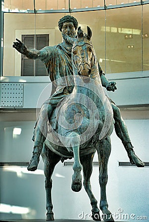 Bronze Horse Statue of the Roman Emperor Marcus Aurelius Editorial Stock Photo