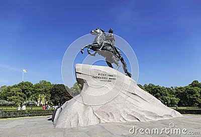 The Bronze Horseman - equestrian statue of Peter the Great in Saint-Petersburg, Editorial Stock Photo