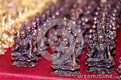 Bronze idols of Goddess Lakshmi Stock Photo