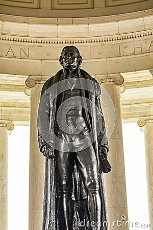 Bronze Jefferson Statue Memorial Washington DC Editorial Stock Photo