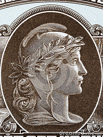Bronze legionnaire a portrait from money Stock Photo