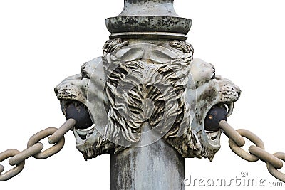 Bronze lion's head isolated Stock Photo