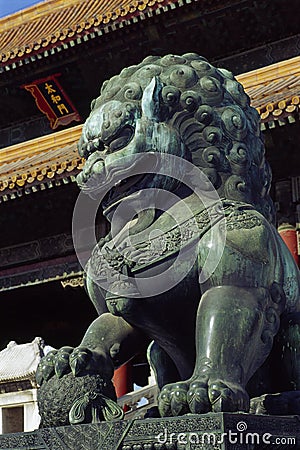 Bronze lion statue Stock Photo