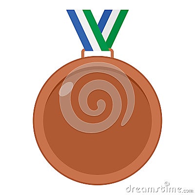 Bronze Medal Flat Icon Isolated on White Vector Illustration