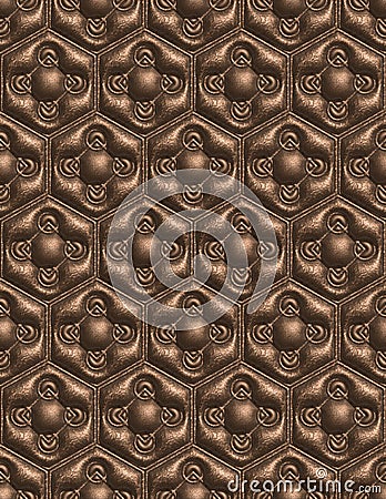 Bronze metallic hexagons seamless background Stock Photo