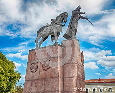 Bronze monument to Grand Duke Gediminas, Vilnius, Lithuania. Stock Photo