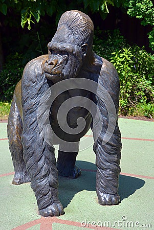 Bronze of Mumba was one of the oldest and best known gorillas in captivity. Editorial Stock Photo