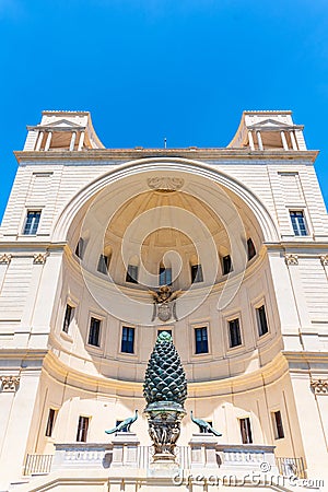 Bronze Pine Cone, Italian: Fontana della Pigna, at Courtyard of the Pigna of Vatican Museums, Vatican City Editorial Stock Photo