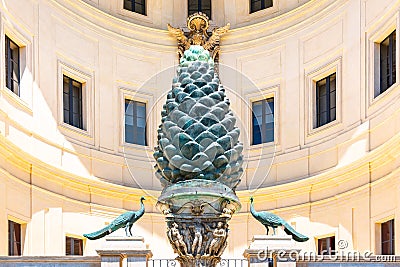 Bronze Pine Cone, Italian: Fontana della Pigna, at Courtyard of the Pigna of Vatican Museums, Vatican City Editorial Stock Photo