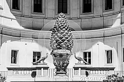 Bronze Pine Cone, Italian: Fontana della Pigna, at Courtyard of the Pigna of Vatican Museums, Vatican City Editorial Stock Photo