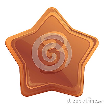 Bronze place star icon, cartoon style Vector Illustration