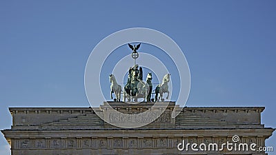 Bronze Quadriga statue on top of Brandenburger Tor Stock Photo