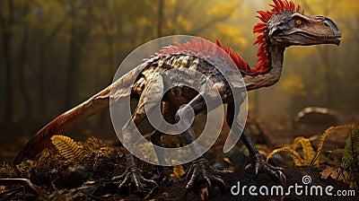 Oviraptor With Scorpion Tail: Life-like Avian Illustration In Redshift Style Stock Photo