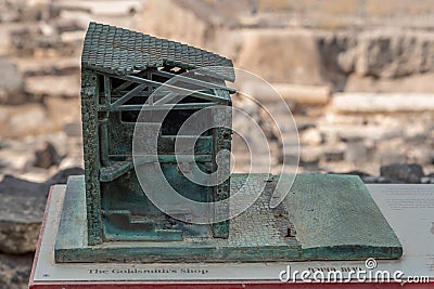 Bronze replication of ancient buildings in Beit She`an in Israel Stock Photo