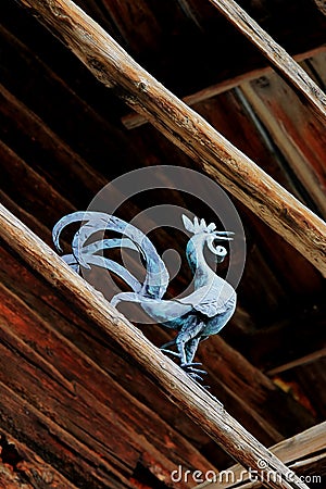 Bronze rooster in Saint-VÃ©ran, France Stock Photo