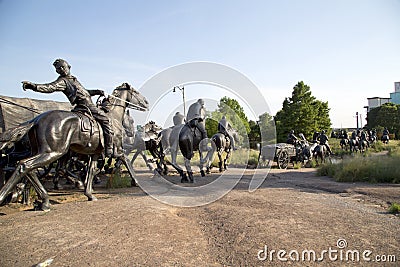 Bronze sculpture in Centennial Land Run Monument Oklahoma Editorial Stock Photo