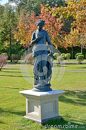 Bronze sculpture in Mezhyhirya park garden near Kyiv Ukraine Editorial Stock Photo