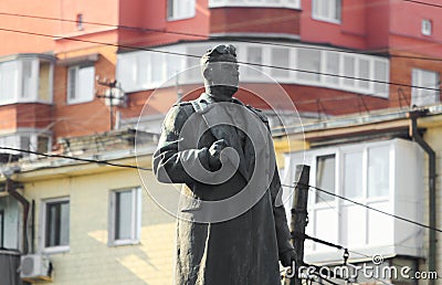 Bronze sculpture of the Soviet military officer, lieutenant general Oleksiy Zygin Editorial Stock Photo