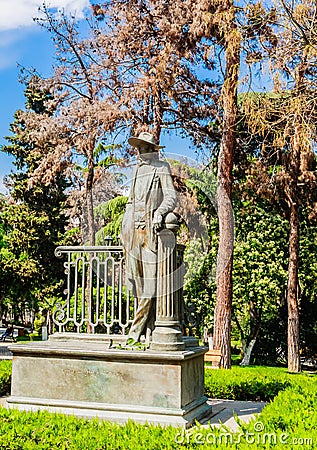 Bronze sculpture statue of the painter Lado Gudiashvili in broad brimmed hat in April 9 Park Tbilisi Georgia Editorial Stock Photo