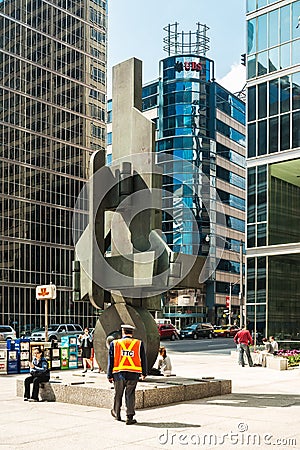 Bronze sculpture Sunlife in Toronto, Canada Editorial Stock Photo