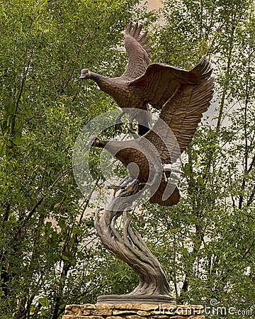 Bronze sculpture titled Tishomingo Canadas by Geoffrey Smith in Tulsa, Oklahoma. Editorial Stock Photo