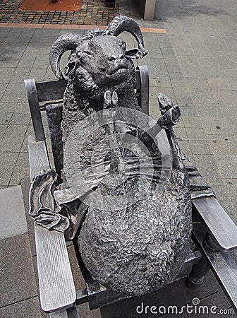 Bronze Sheep Statue Stock Photo