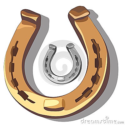 Bronze and silver horseshoe, good luck symbol Vector Illustration