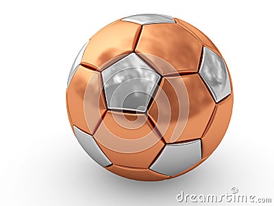 Bronze soccer ball on white Stock Photo