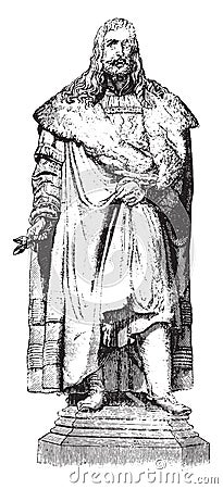 Bronze statue of Albrecht Durer, vintage engraving Vector Illustration