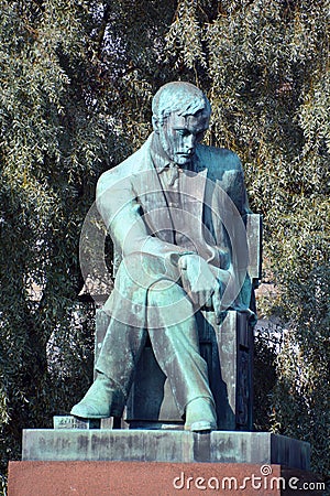 bronze statue of Aleksis Kivi Editorial Stock Photo