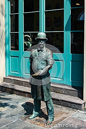 A New Orleans Butcher hawking his wares Stock Photo