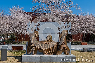 Bronze statue called Ordeal Editorial Stock Photo