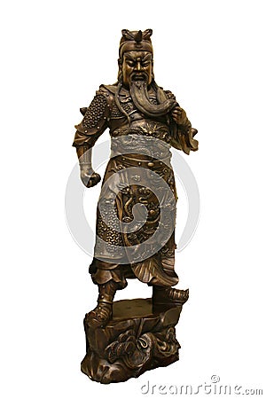 Bronze statue of Chinese warrior Stock Photo