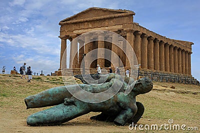 Ikaro caduto statue of Igor Mitoraj in Agrigento, Sicily Editorial Stock Photo