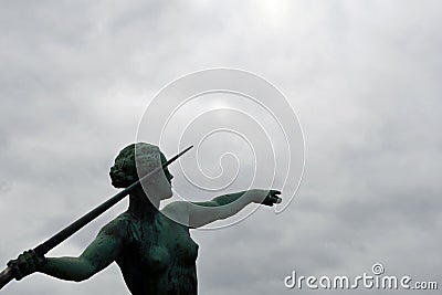Bronze statue of female javelin thrower Stock Photo