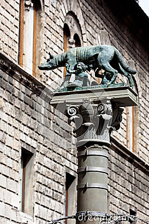 Lupa Capitolina Capitoline Wolf Symbol Siena, Tuscany, Toscana, Italy, Italia Stock Photo