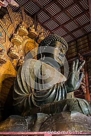 Bronze statue of Great Buddha, Daibutsu of Todai-ji Temple. Stock Photo