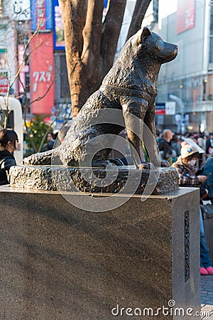 Hachiko Memorial Statue in Shibuya, Tokyo. Editorial Stock Photo