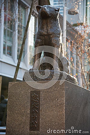 Hachiko Memorial Statue in Shibuya, Tokyo. Editorial Stock Photo