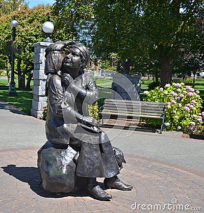 Bronze statue honors the renowned Canadian artist Emily Carr, Editorial Stock Photo