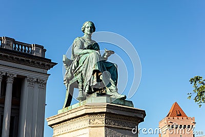 Bronze statue of Hygieia Fontanna / Pomnik Higiei in Poznan, Poland at Freedom Square Stock Photo