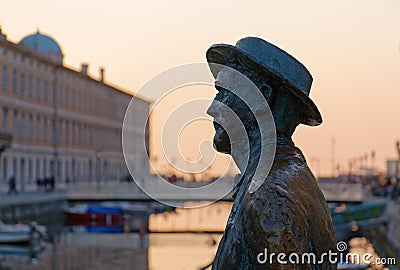 Bronze Statue of James Joyce in Trieste Editorial Stock Photo