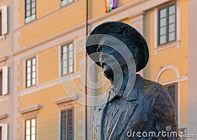 Bronze Statue of James Joyce in Trieste Editorial Stock Photo