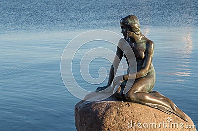 The bronze statue of the Little Mermaid, Copenhagen, Denmark Editorial Stock Photo